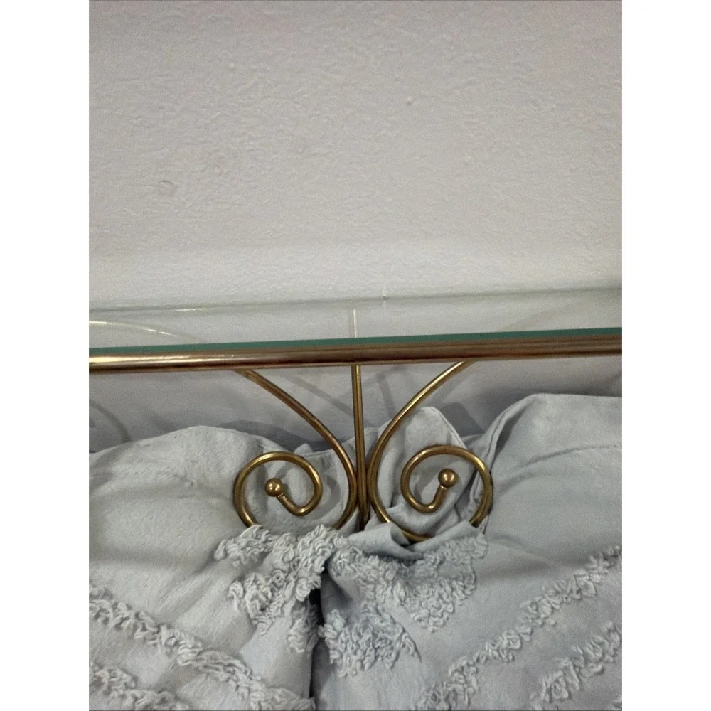 Home Interiors & Gift Vintage Gold Metal Wall Shelf with Glass Top MCM Art Deco